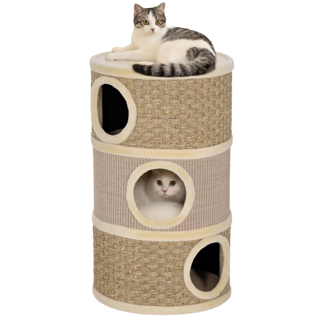 Albero per gatti con tiragraffi in sisal e peluche ¨C zephmum ¨C kaki, 45x45x79 cm