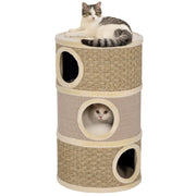 Albero per gatti con tiragraffi in sisal e peluche ¨C zephmum ¨C kaki, 45x45x79 cm