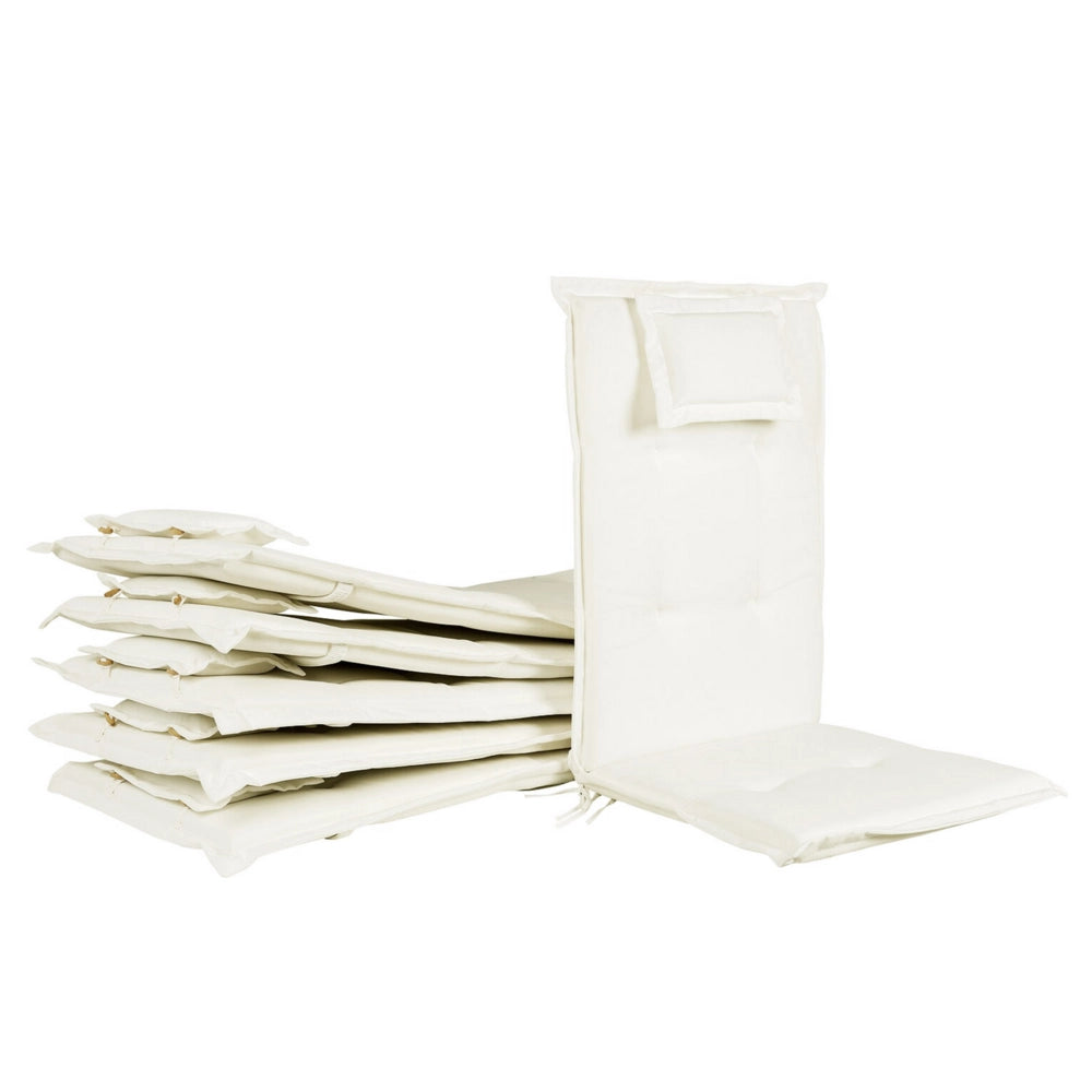 Set di 6 cuscini per sedie da giardino Cuscino per schienale in poliestere bianco sporco Cuscino per esterni dal design moderno