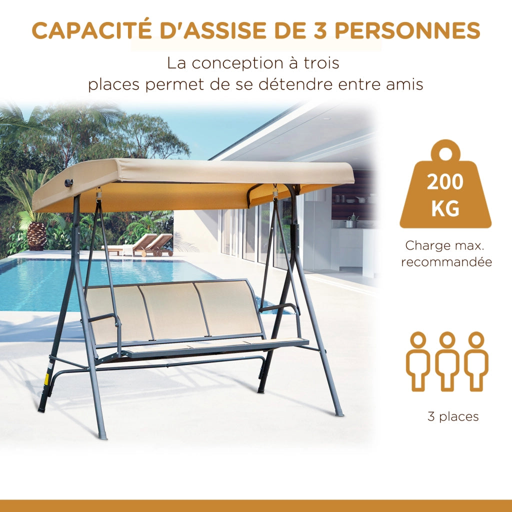 Amaca da giardino 3 posti ¨C zephmum ¨C beige, tessuto, acciaio