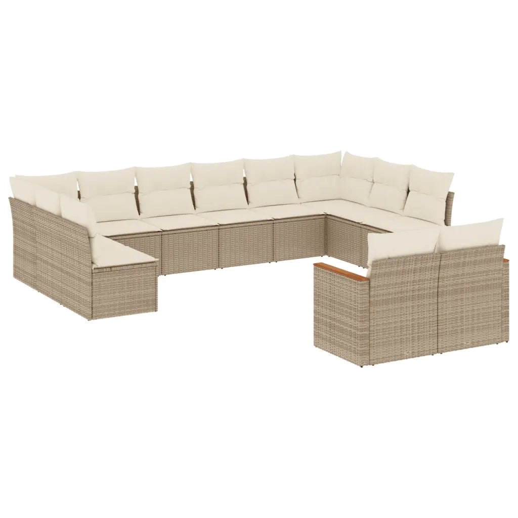 Set Divani da Giardino 12 pz con Cuscini Beige in Polyrattan 3258845