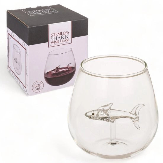 Vaso da Vino Stielloso 600 ml - Design Elegante - Vaso Cocktail - Unico con Squalo - di Alta Qualità - 7,5 x 10,5 cm