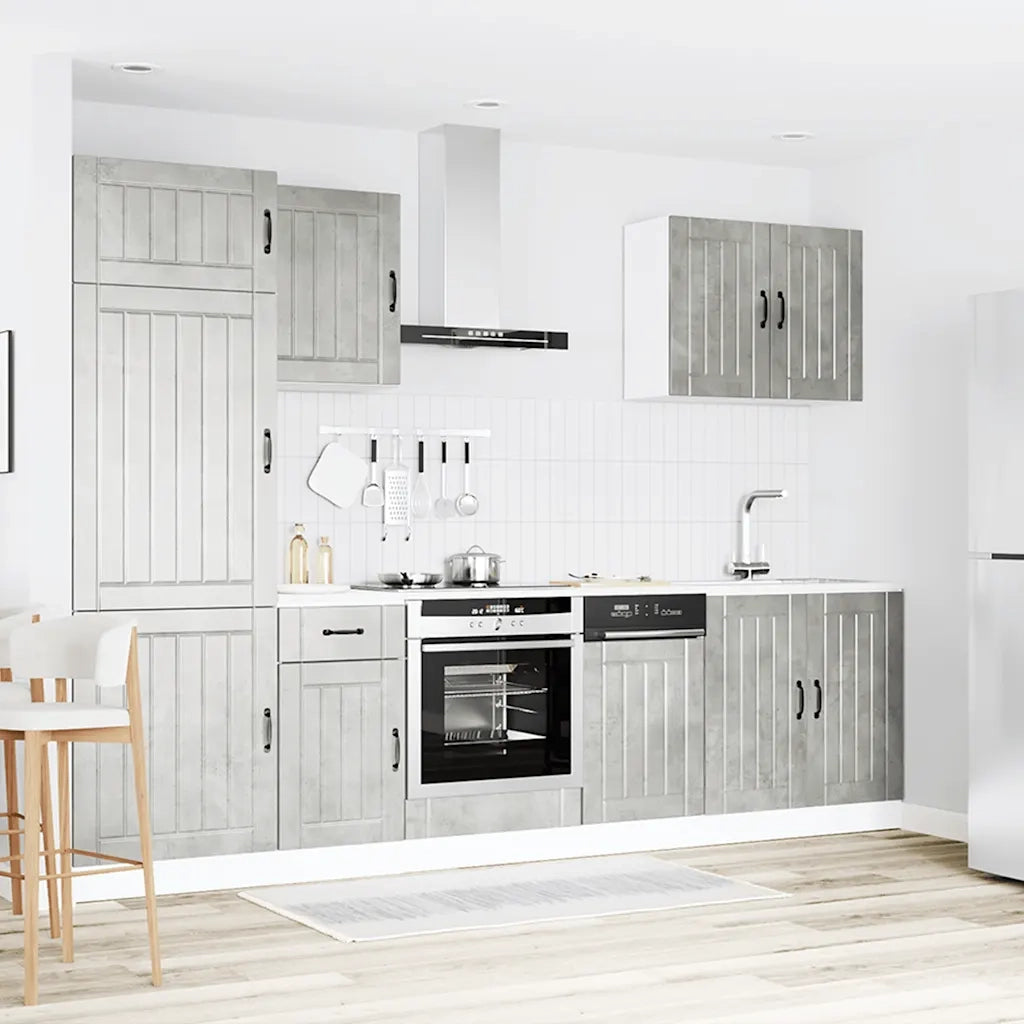 Set Mobili da Cucina 7 pz Lucca Grigio Cemento in Truciolato 3314775