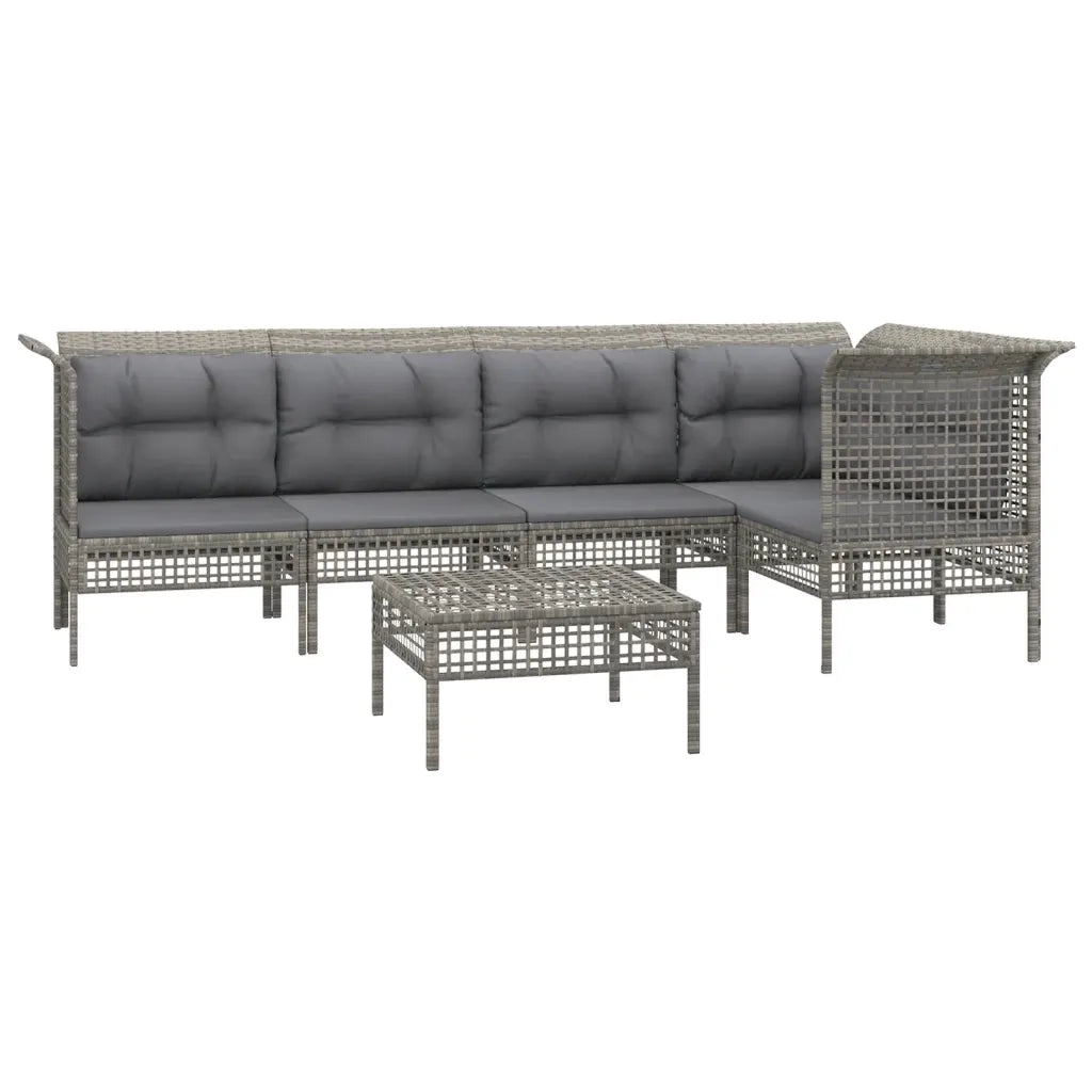 Set Divani da Giardino 6 pz con Cuscini in Polyrattan Grigiocod mxl 80239