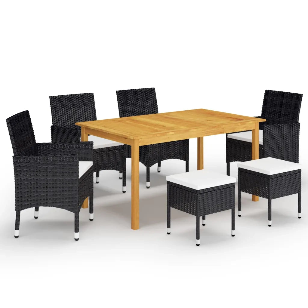 Set Mobili da Pranzo per Giardino 7 pz Nero cod mxl 69295