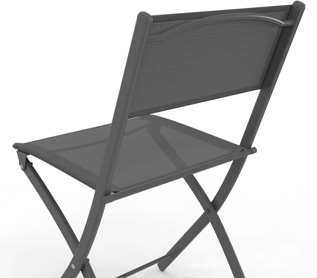 Set di 6 sedie da giardino pieghevoli BASTIA in metallo e textilene, grigio antracite