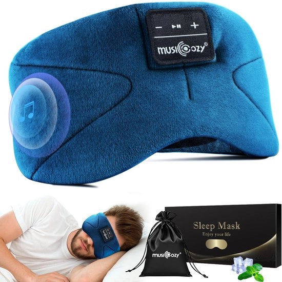 Slaaphoofdtelefoon Bluetooth, Oogmasker 100% Verduisterante, Slaapmasker con Altoparlanti Sottili e 16 Ore di Riproduzione Continua