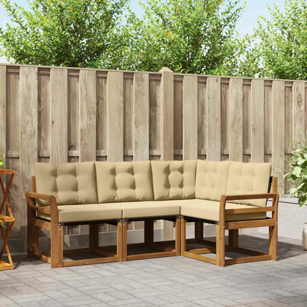 Set di divani da esterno con cuscino 4 pcs Naturale e Beige 3368620