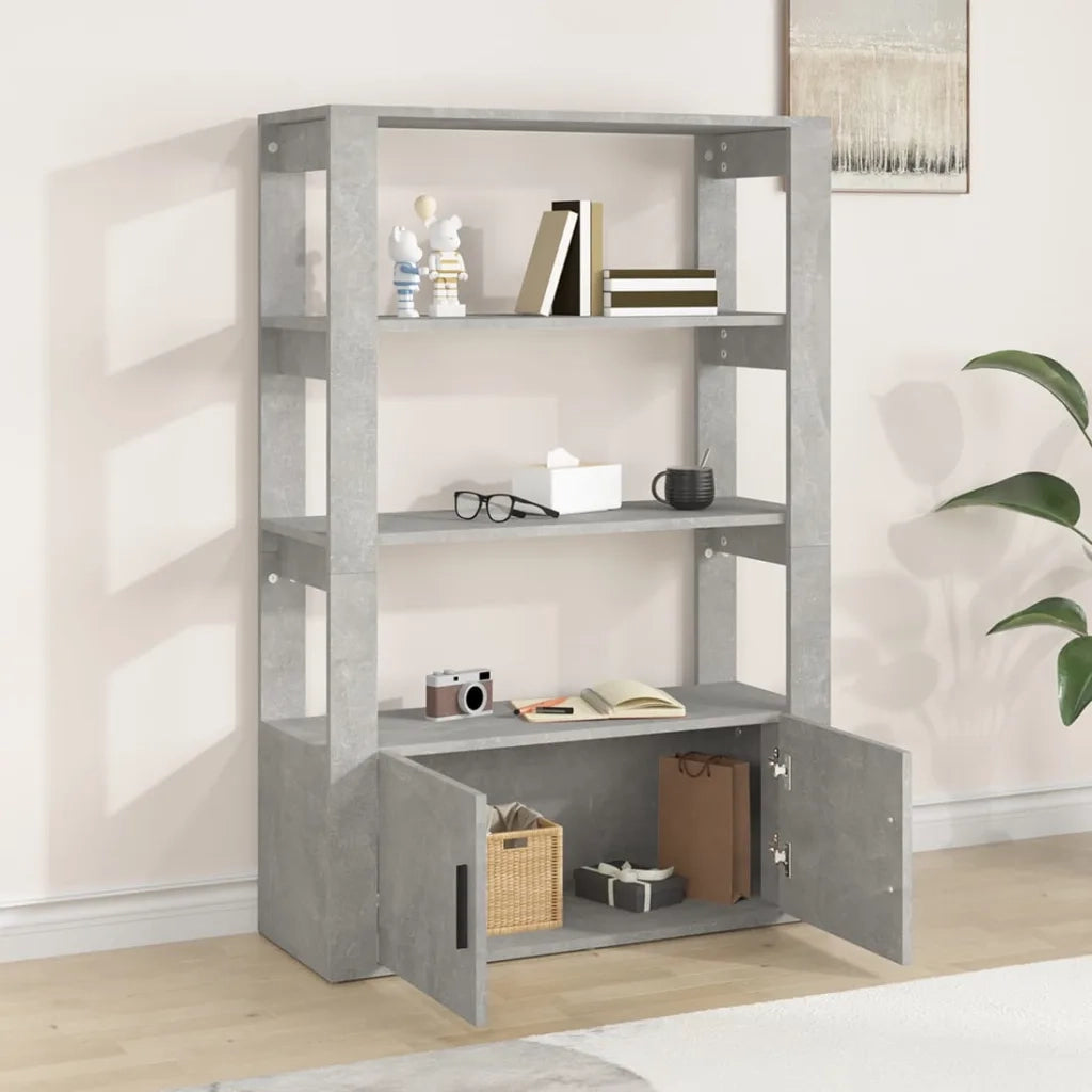 Credenza-Buffet-Armadio da cucina Grigio Cemento 80x30x119,5 cm in Legno Multistrato