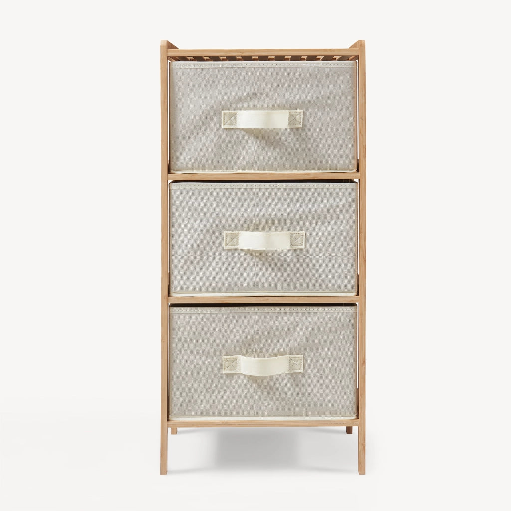 Cassettiera Maldon Comò Organizzatore con 3 Cassetti 79 x 37 x 35 cm - Naturale / Beige [en.casa]