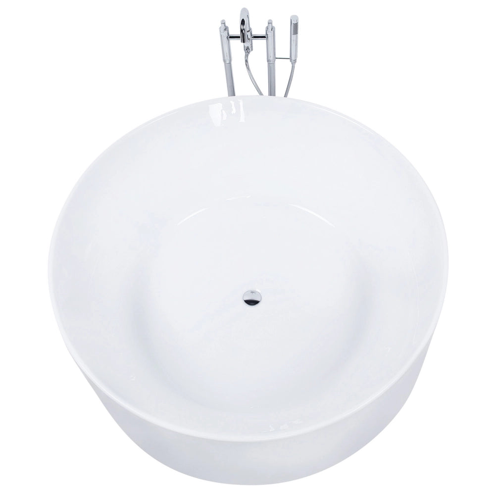 Vasca da bagno freestanding bianca sanitaria in acrilico singolo 140 cm rotonda in stile moderno