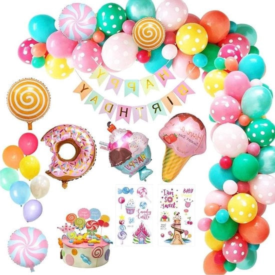 Decorazione di compleanno Set di lancio palloncini - Palloncini pastello - Decorazioni per donut - Decorazioni per festa di bambina - Riciclabile - 60 pezzi.