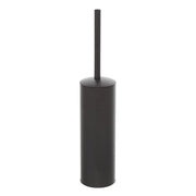 Portascopino grigio opaco con setole nere in silicone e secchio interno