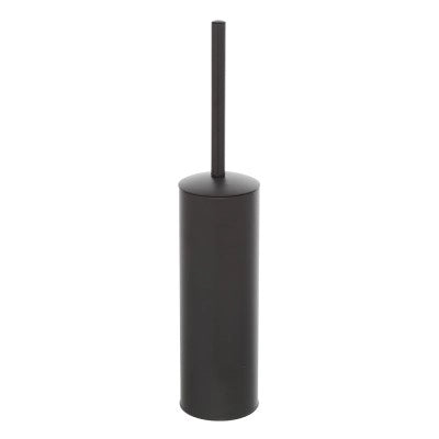 Portascopino grigio opaco con setole nere in silicone e secchio interno