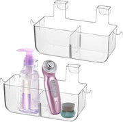 Organizzatore per porta finestre 2 pezzi - Contenitore di plastica per archiviazione - Ganci per cucina/angolo cucina - Design trasparente - Soluzione intelligente per l'ottimizzazione dello spazio - Cassetto di archiviazione