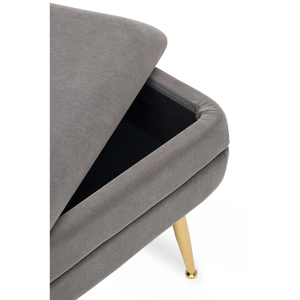 Panca contenitore in velluto con gambe dorate glam - SERENA