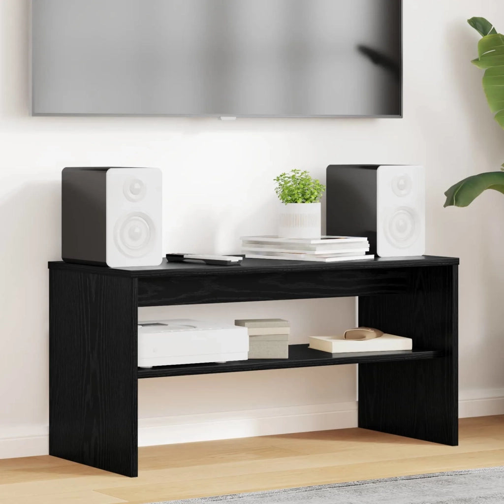 Mobile TV-Credenza per TV Rovere Nero 80 x 35 x 40 cm Legno multistrato