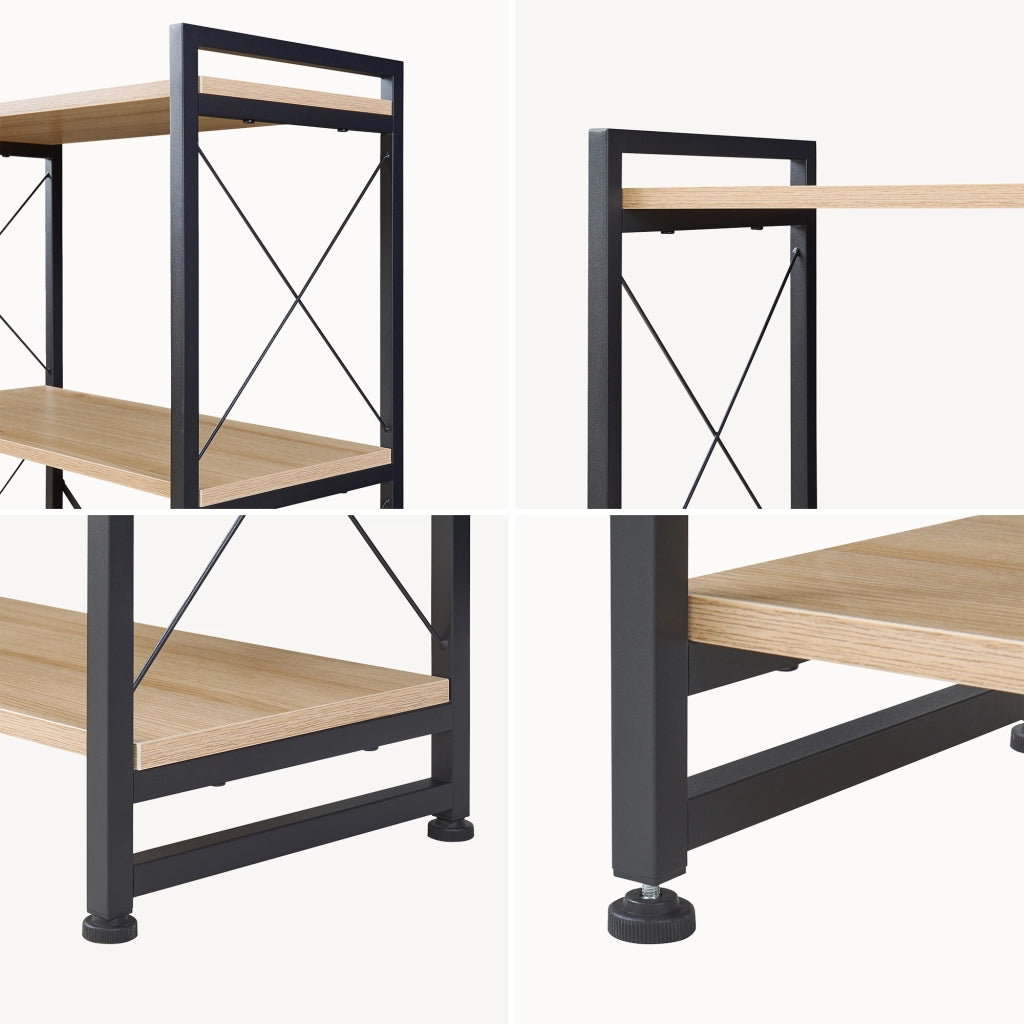 Libreria Skørping a 5 Ripiani Scaffale da Terra 160 x 65 x 30 cm - Nero / Effetto Rovere [en.casa]