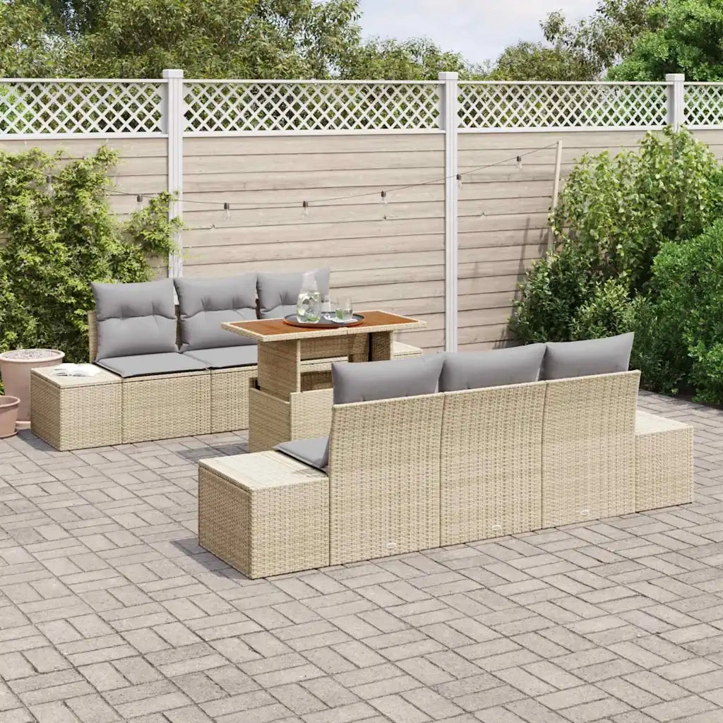 Set da Pranzo per Giardino con cuscino 7 pcs Beige e grigio 3349909