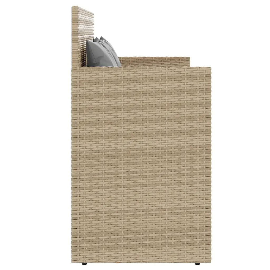 Panca da Giardino con Cuscini-Sgabello-Panca da esterno Beige in Polyrattan 985979