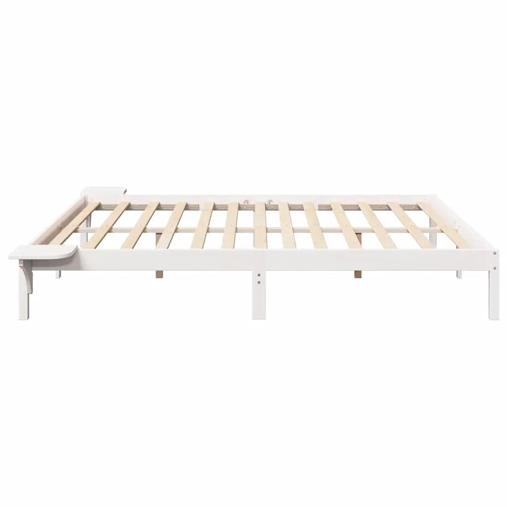 Struttura del letto-Giroletto-Rete del Letto Bianco 200 x 200 cm Pino massello 120452