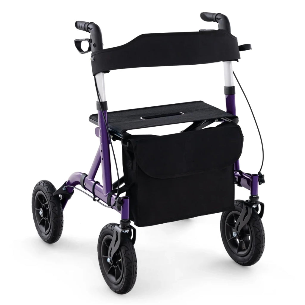 Deambulatore pieghevole con seduta 76 x 64 x 81-93,5 cm ruote leggere e moderne adatte a tutti i terreni in alluminio viola 20_0011675