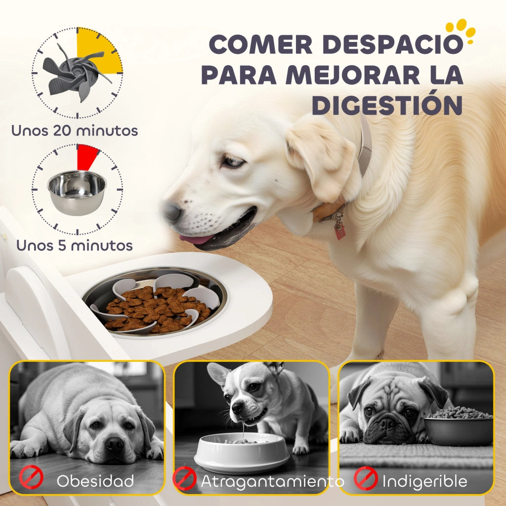 Mangiatoia Rialzata per Cani a Doppia Ciotola con Altezza Regolabile ¨C zephmum ¨C 63x58,5x40 cm Bianco