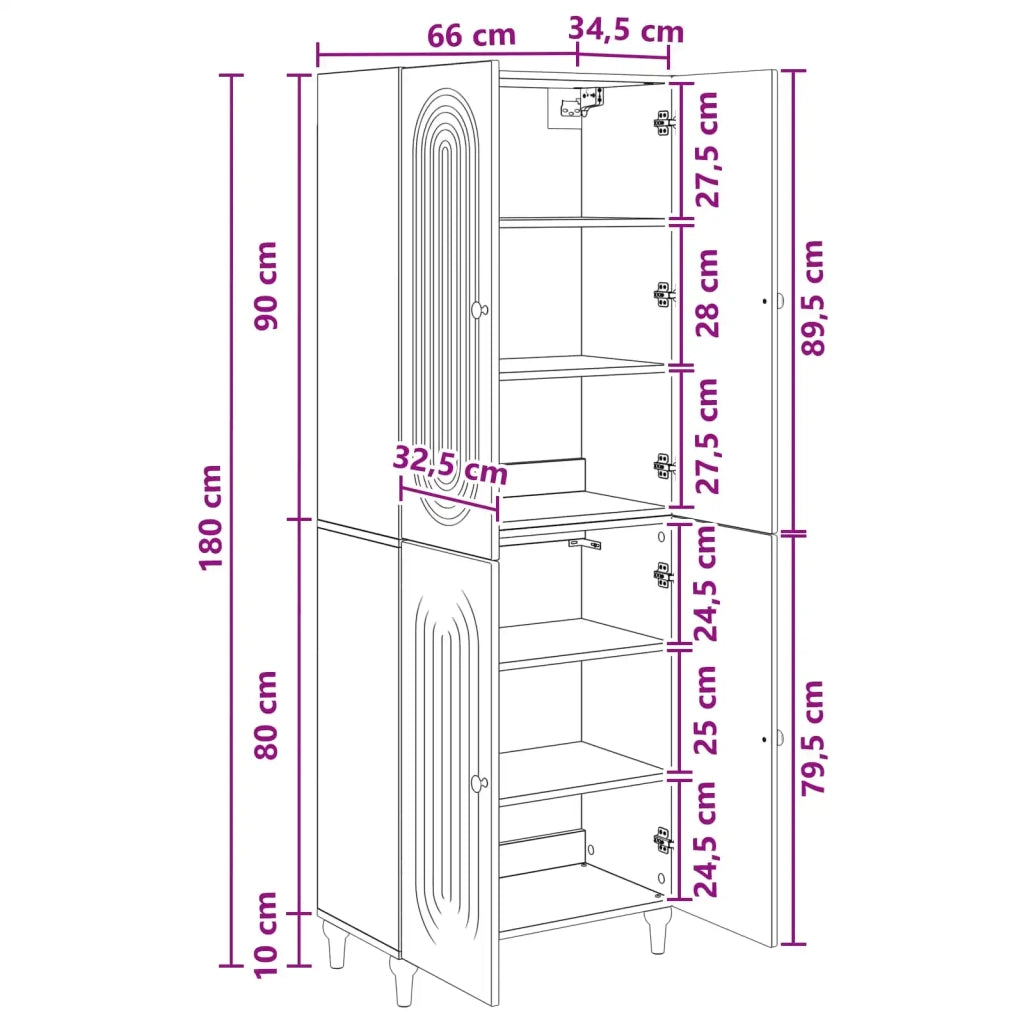 Set di armadi 2 pcs 66 x 34,5 x 90 cm Legno ingegnerizzato