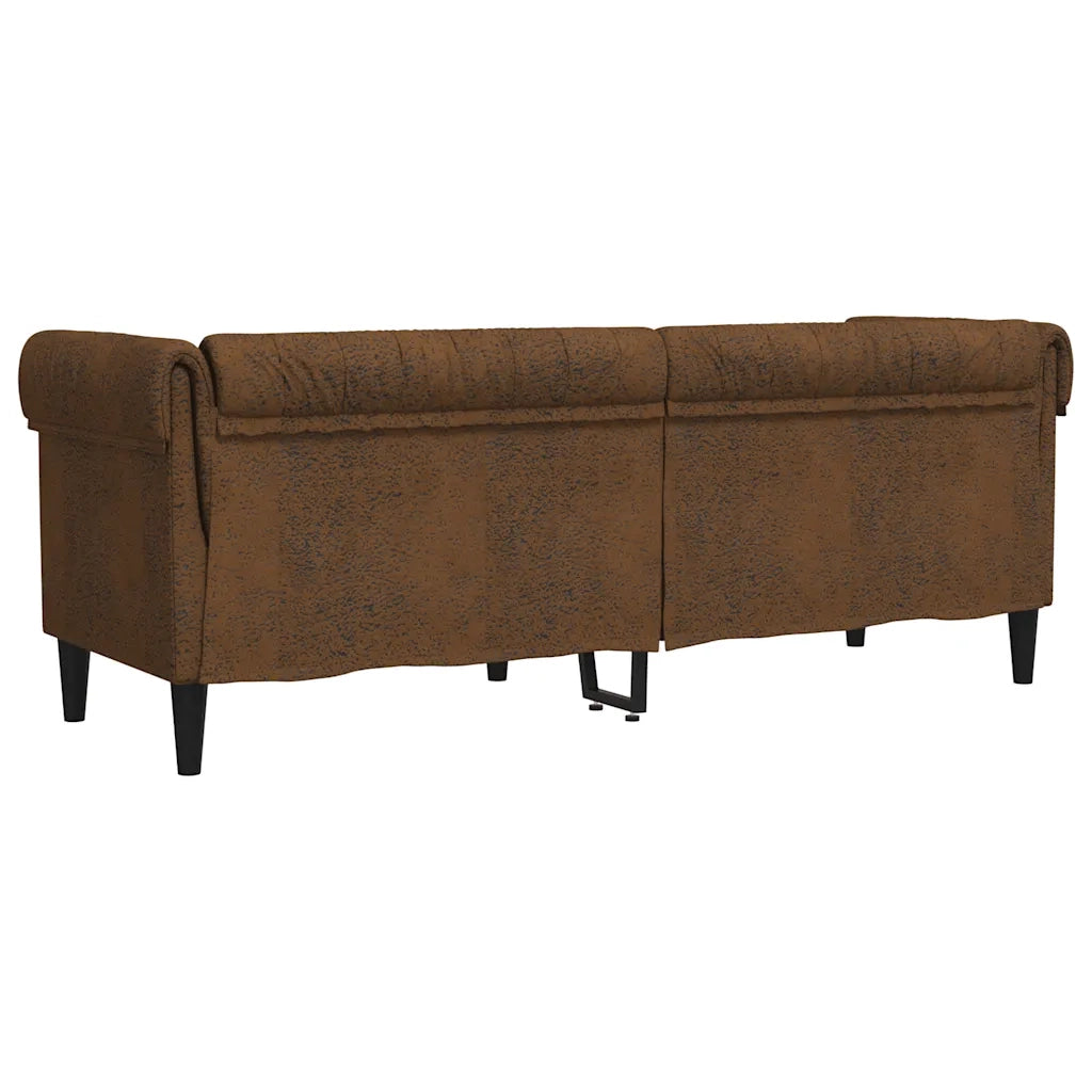 Divano Chesterfield a 3 Posti Marrone in Tessuto 372564