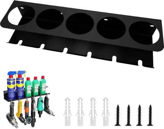 Rack per flaconi spray, 2 pezzi, 5 aperture e 6 slot per flaconi, regolabaricini per garage e casa