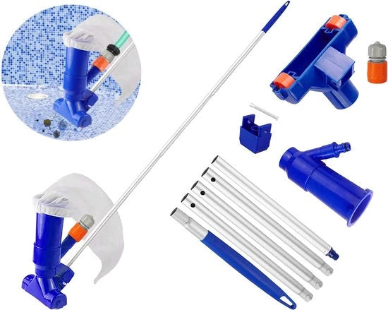 Asciugapavimento per piscine con manico estensibile da 15 m (blu) - Aspirapavimento per la pulizia delle piscine