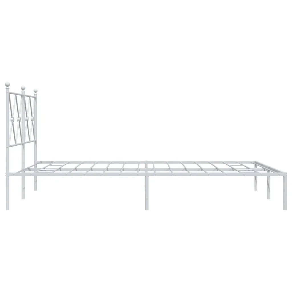 Letto matrimoniale | Letto per adulti | Giroletto con Testiera Metallo Bianco 135x190 cm