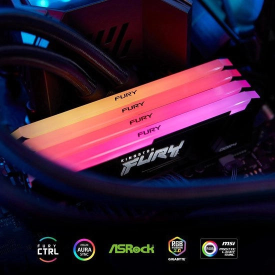 Memoria RAM Desktop 16GB DDR4 3600MT/s CL18 con Illuminazione RGB FURY Beast - KF436C18BB2A/16