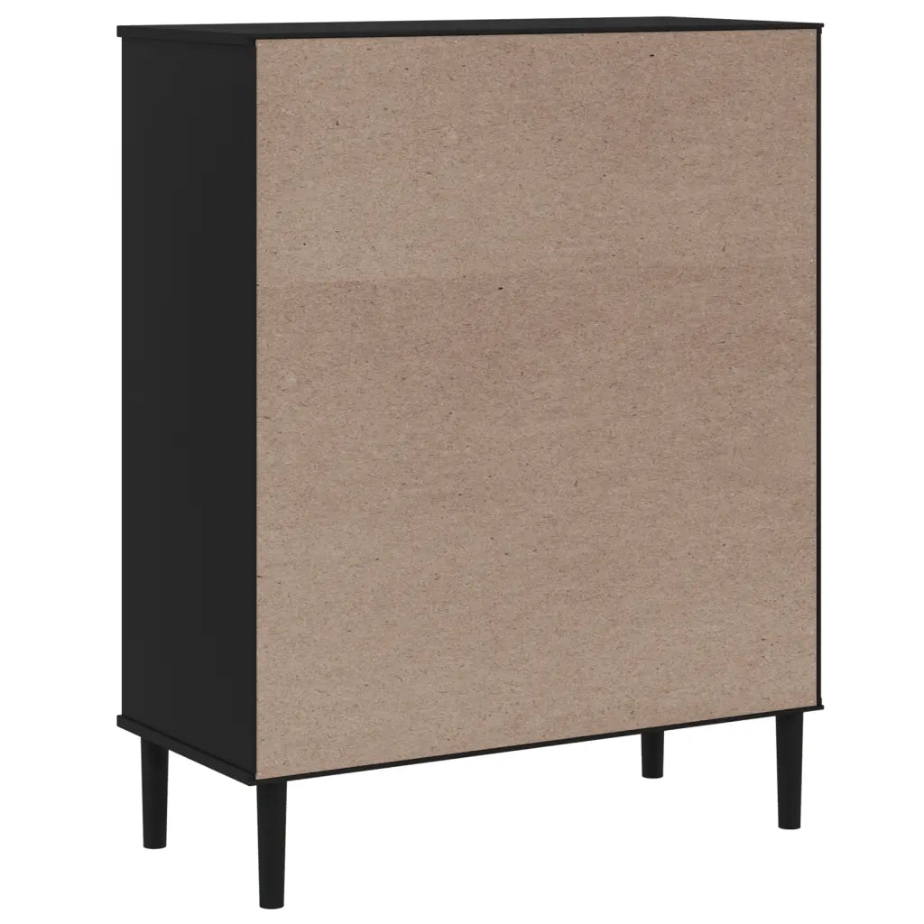 Credenza-Buffet-Armadio da cucina SENJA Aspetto Rattan Nero 90x40x112 cm Massello Pino 440440