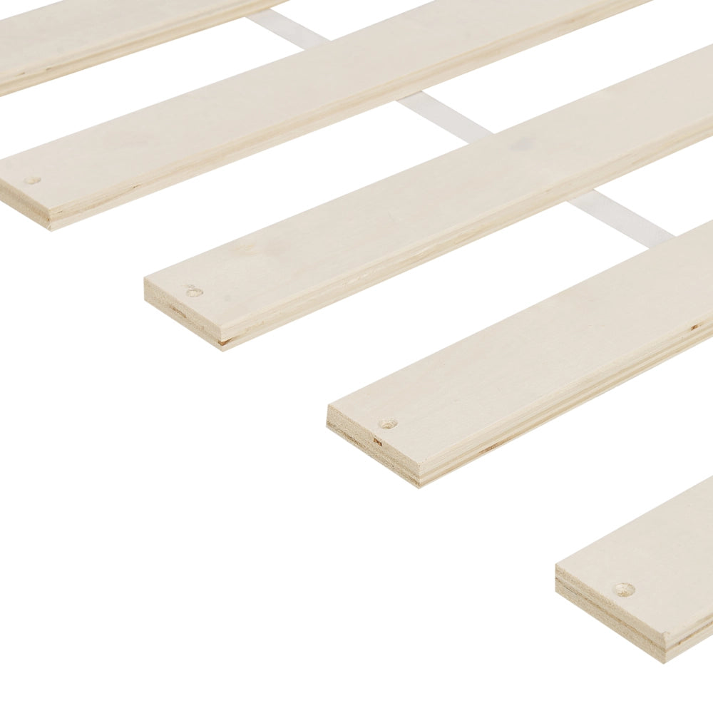Letto in legno di pino chiaro Dimensioni singole 90 x 200 Testiera a doghe minimalista