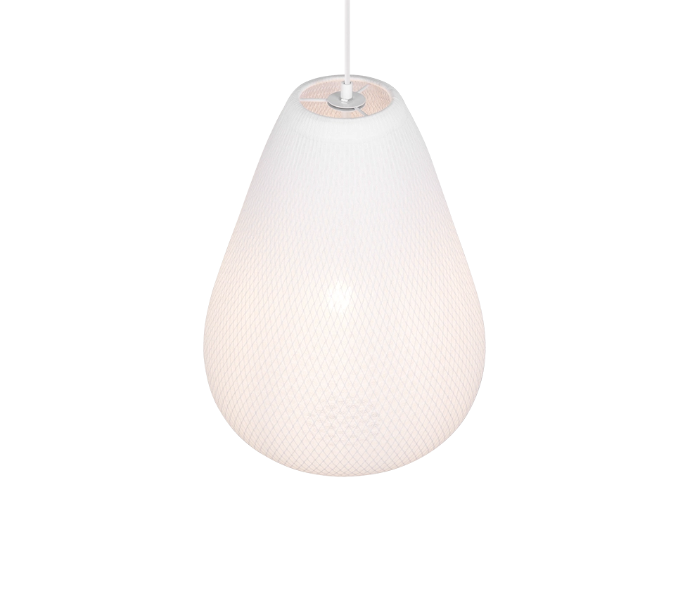 Lampada a sospensione, tessuto e metallo, bianco, D 35 cm, Janine