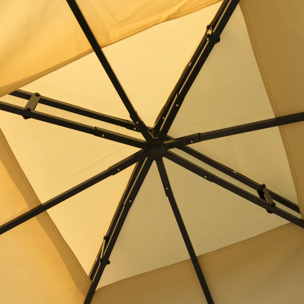 EasyComfort Gazebo da Giardino 3x3m con Zanzariera, Telaio in Acciaio e Doppio Tettuccio, Beige