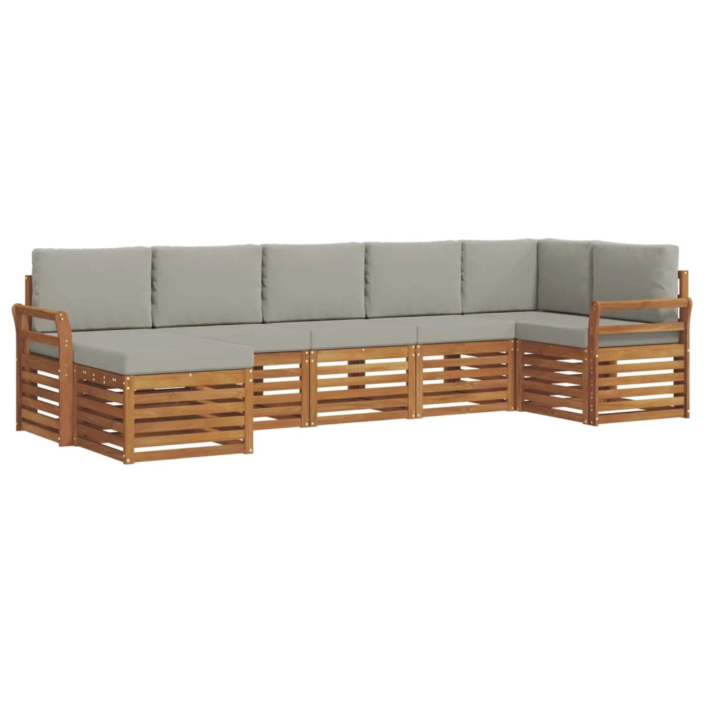 Set divano sezionale con cuscino 7 pcs Grigio Naturale e Chiaro 3375171