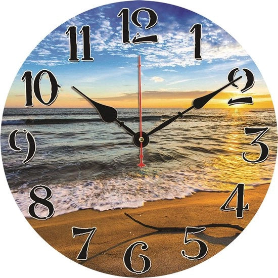 Ora Decorativa a Onde Marina, Silenziosa, Non Toccante, Orologio da Parete a Batterie, Facile da Leggere, Decorazioni da Parete per Camera da Letto/Cucina/Soggiorno/Bagno, 34 cm