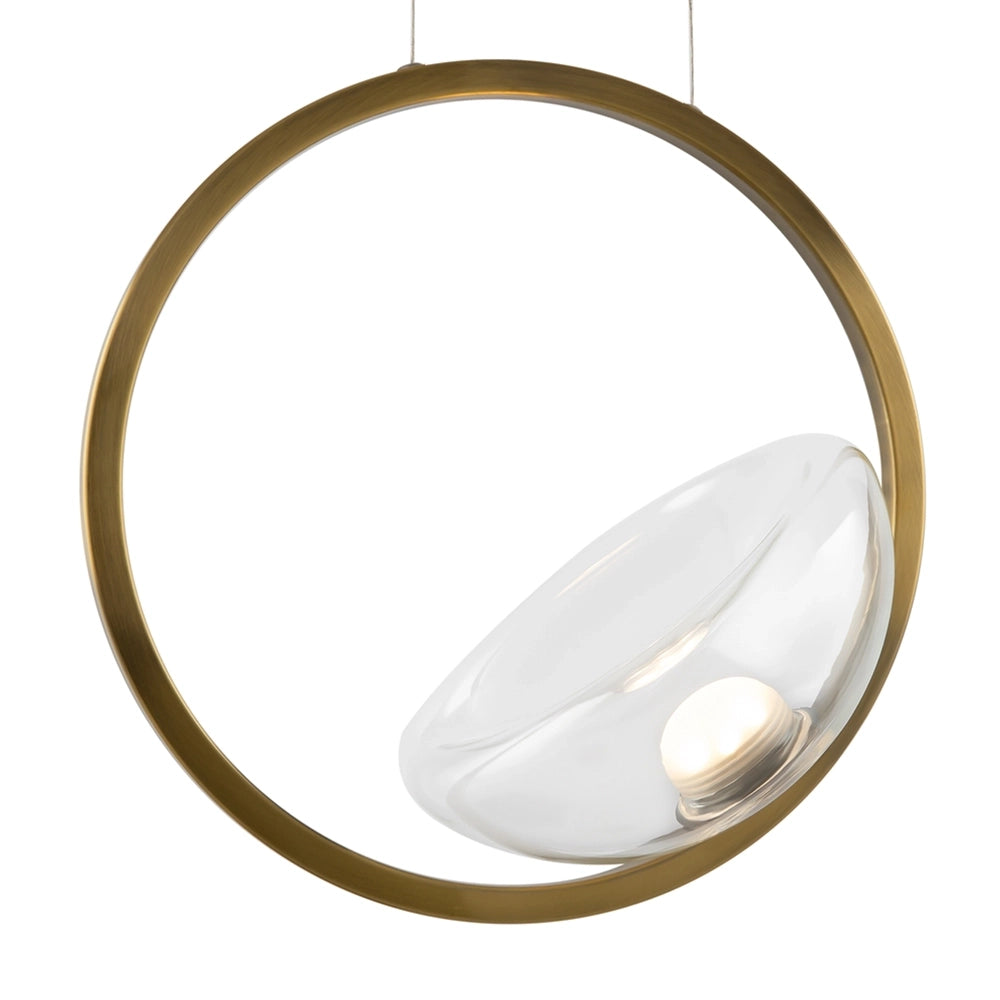 Lampadario A Sospensione Moderno Lunare Metallo Ottone Vetro Luce Led 5W