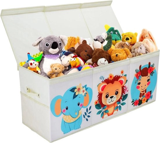Cassa di archiviazione Oxford pieghevole con contenitore a maglie per giocattoli per bambini - 96 x 32 x 40 cm - cassa di giocattoli con coperchio e maniglie per armadio di giocattoli da camera