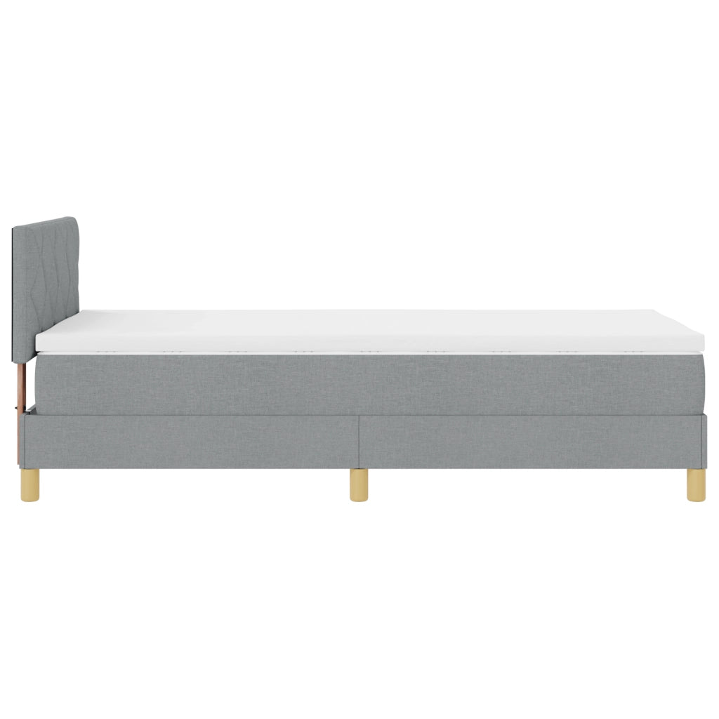Letto Box Spring con Materasso Grigio Chiaro 90x200 cm Tessuto