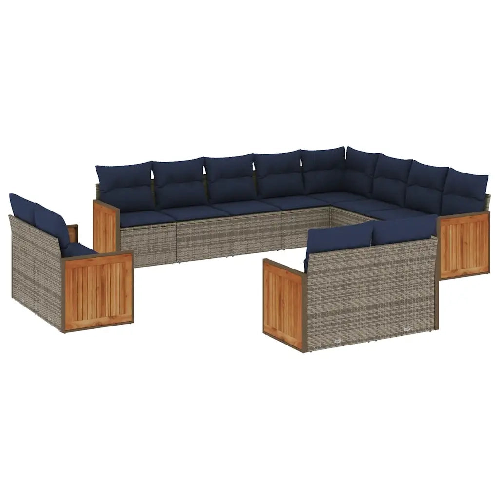 Set Divani da Giardino 12 pz con Cuscini Grigio in Polyrattan 3228196