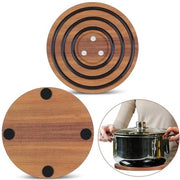 Driepoot magnetico per pentole, raccoglitore di pentole a tre gambe in legno, con anello di silicone nero, diametro 20,3 cm (8 pollici)