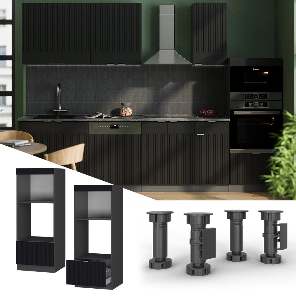 Vicco Set mobili bagno Nero a righe 60 cm aperto
