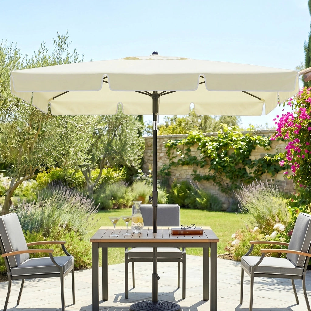 Ombrellone da Giardino Rettangolare ¨C zephmum ¨C Beige e Nero 2x1.3 m