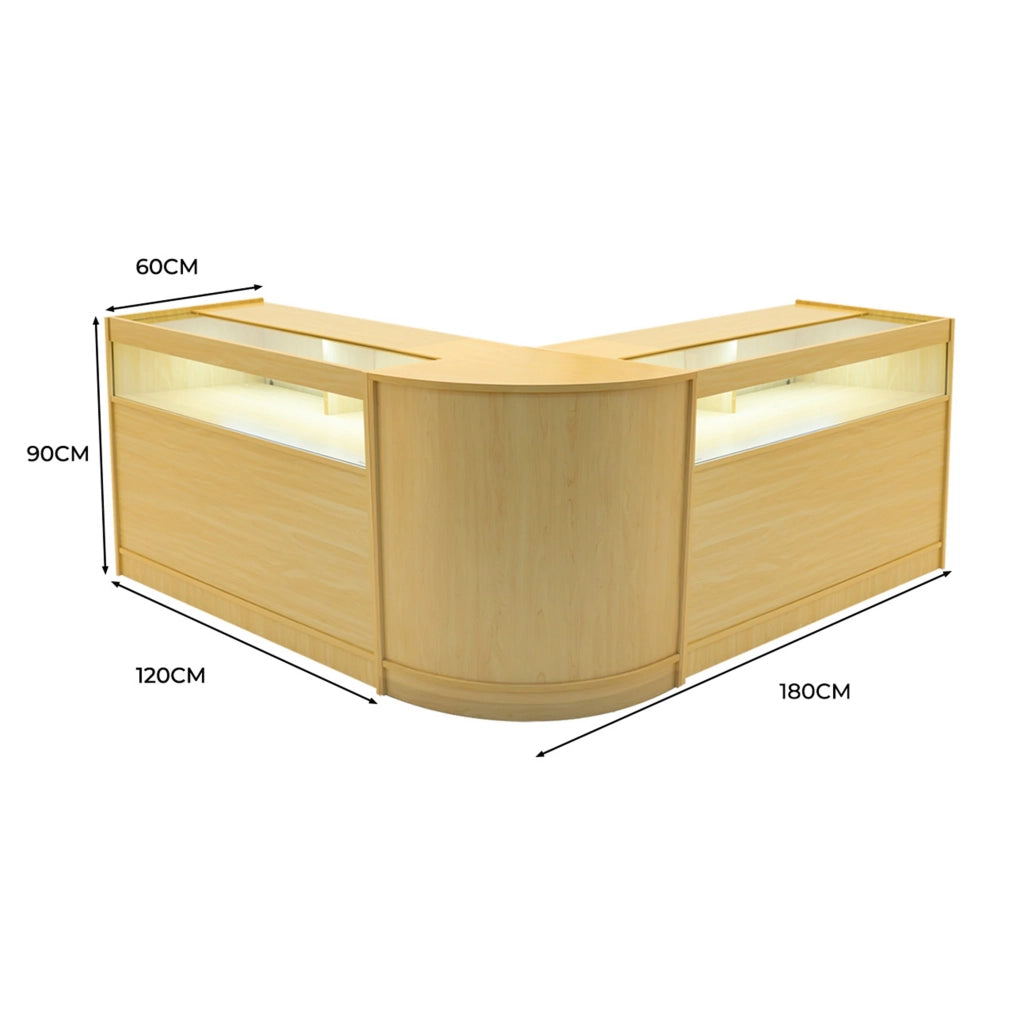 Set Banconi Negozio Iris LED B1200 CM60 Acero con Vetrina e Serratura