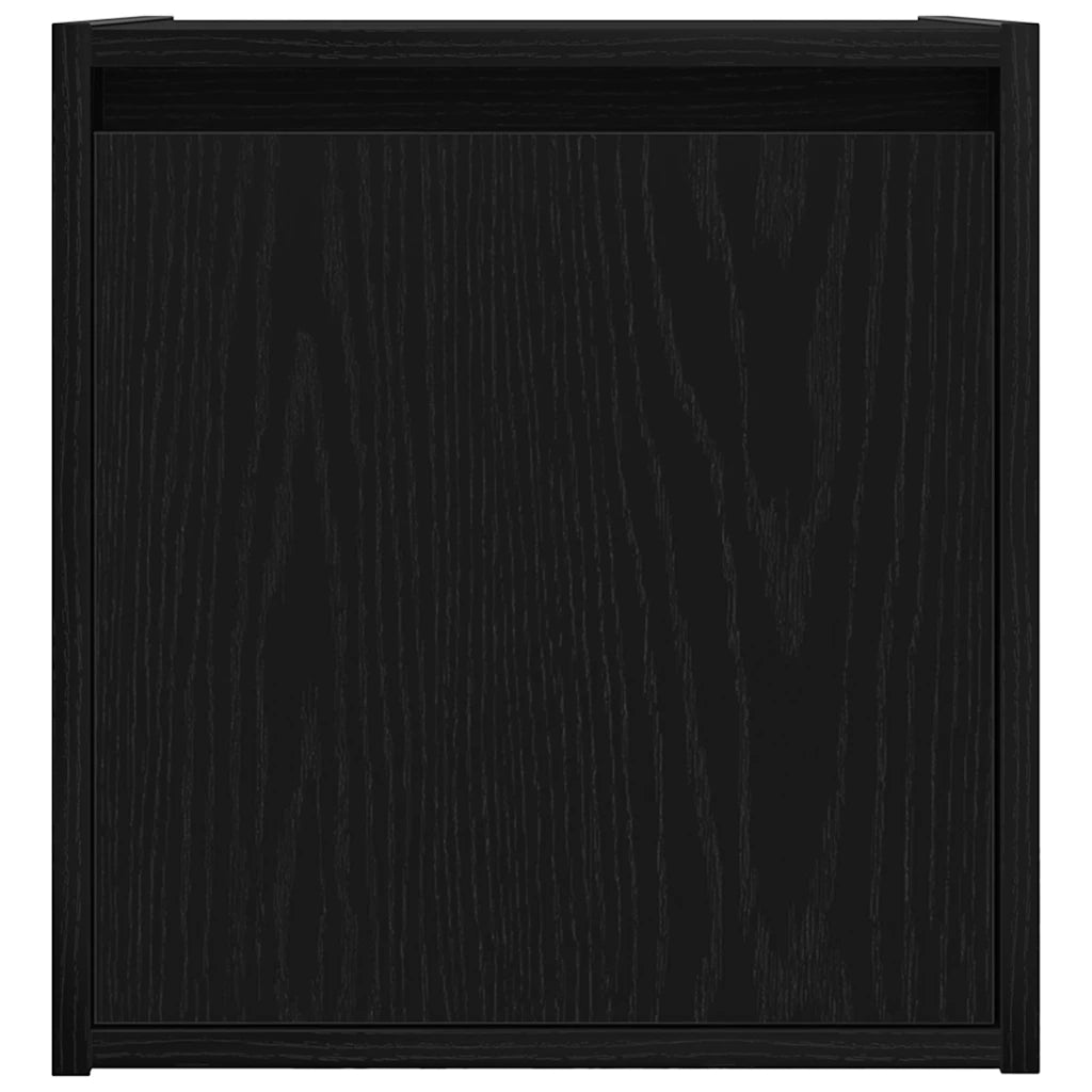 Set di 2 Comodini | Armadio da Notte | Mobiletto da notte a Muro Rovere Nero 38x34x40 cm