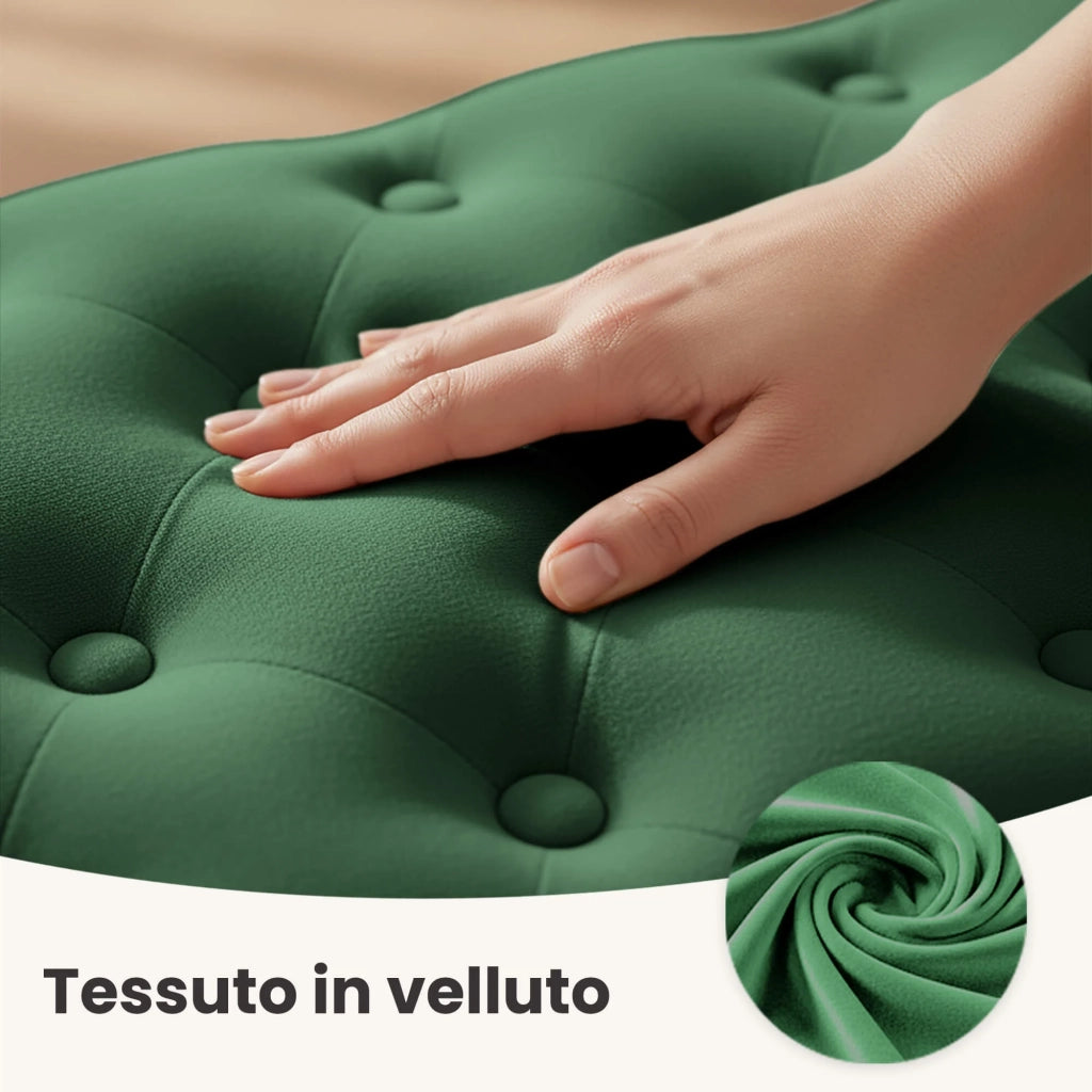 Panca imbottita in velluto trapuntato 100 cm MONACO Verde Bottiglia