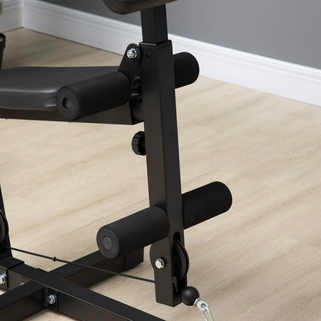 Stazione Fitness con Seduta e Schienale Imbottiti 135x103x210 cm in Acciaio e PU Nero